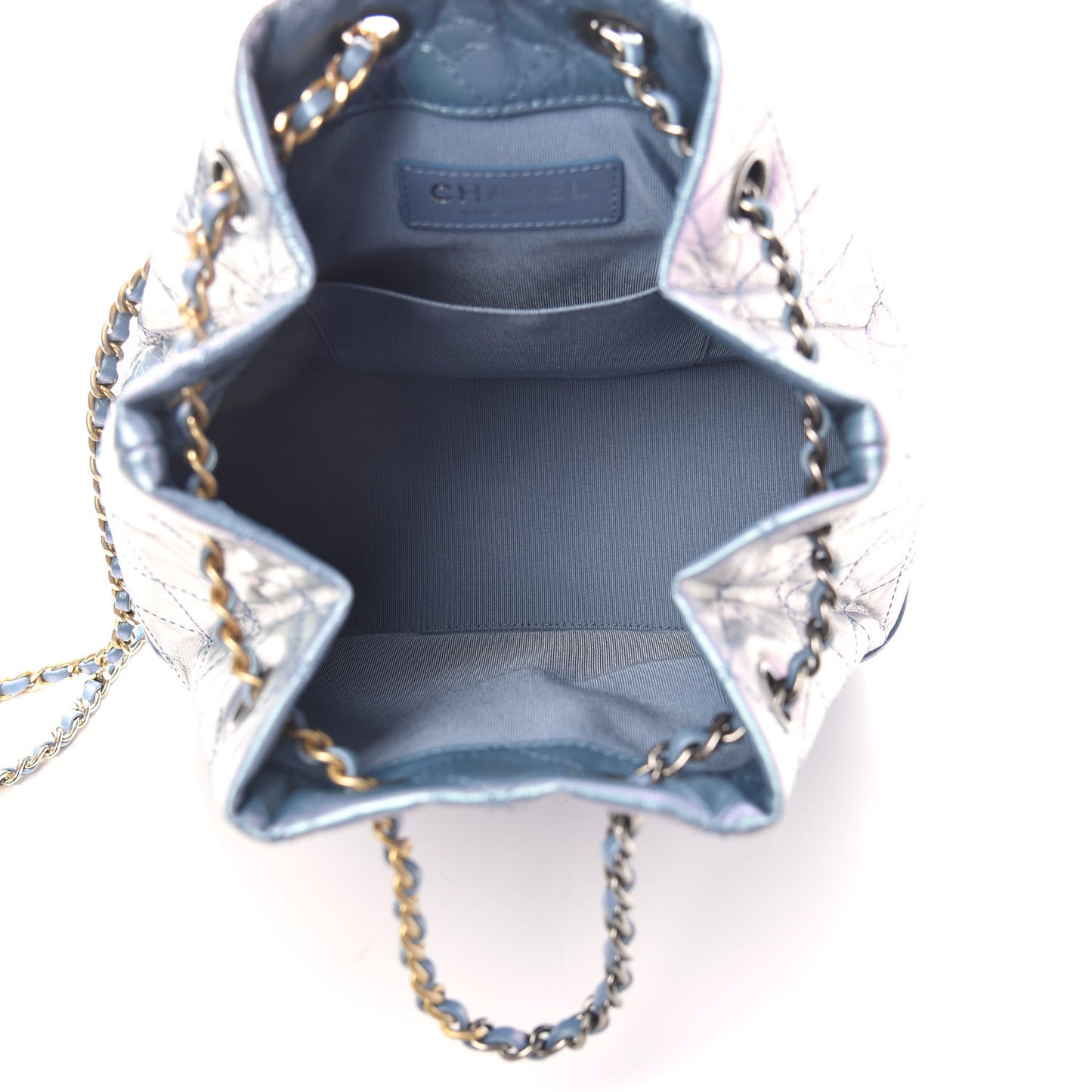 Iridescent Lambskin Calfskin Small Quilted Gabrielle Backpack Light Purple