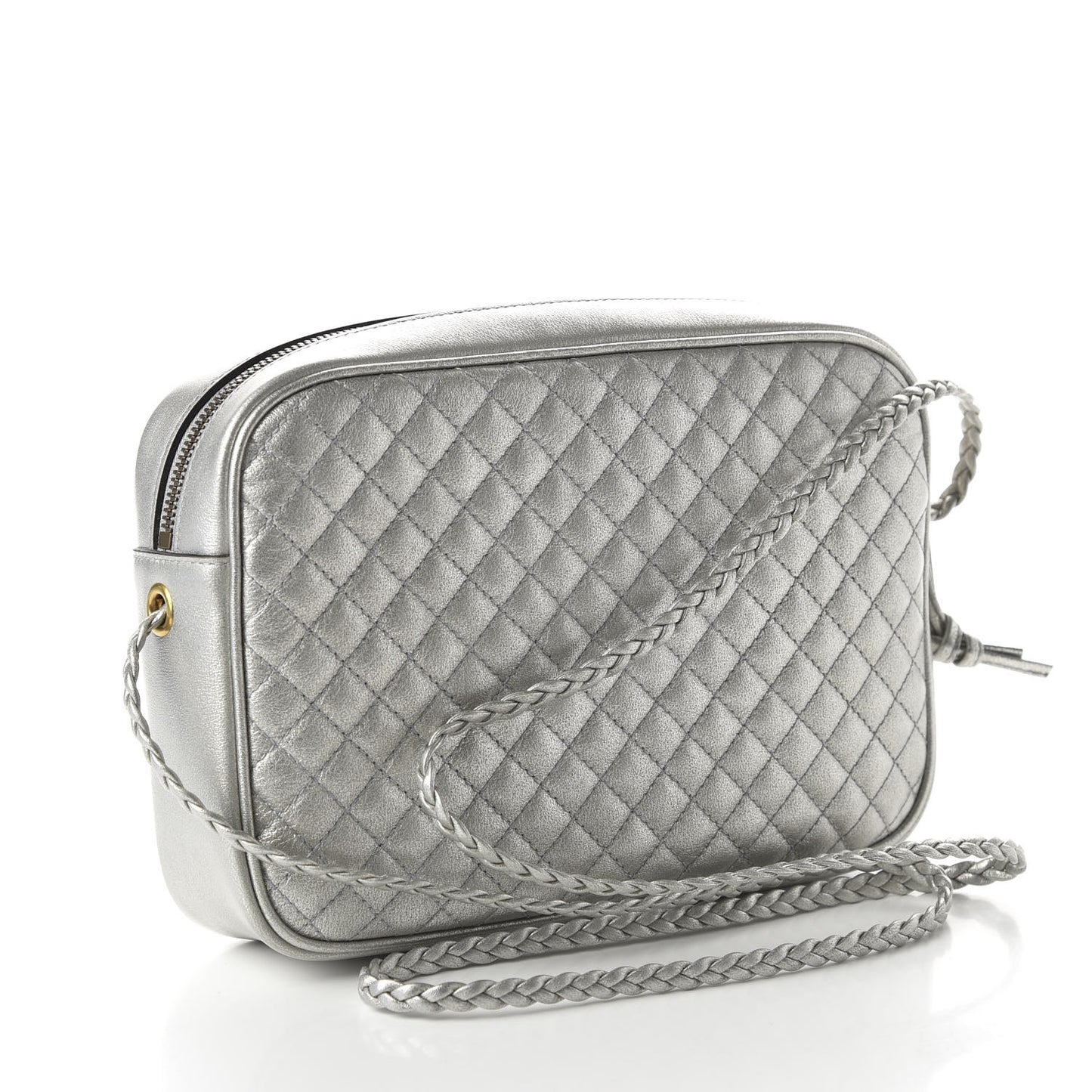 Laminated Nappa Web Trapuntata Small GG Shoulder Bag Argento