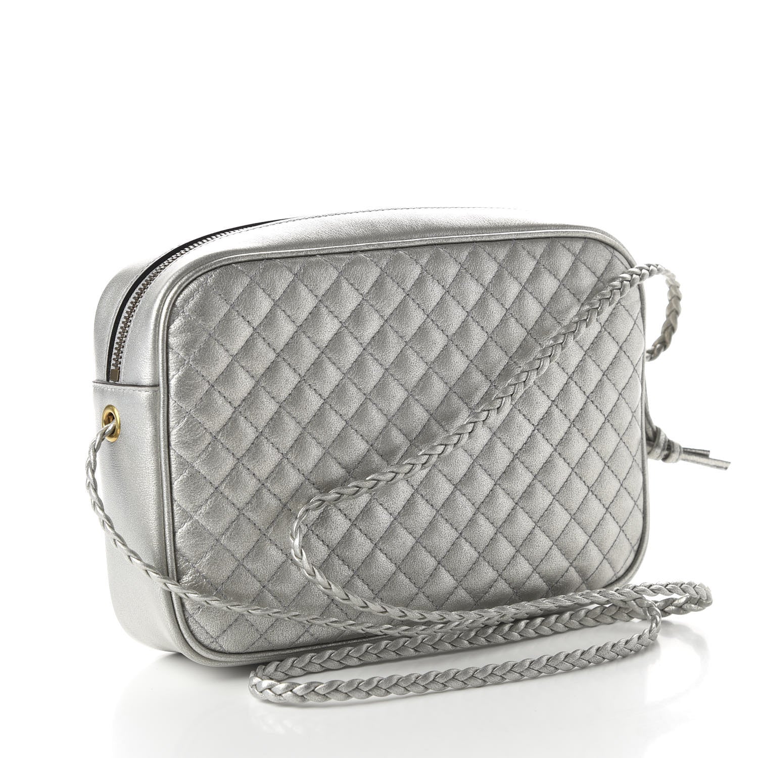 Gucci Laminated Nappa Web Trapuntata Small GG Shoulder Bag Argento 3 of 11