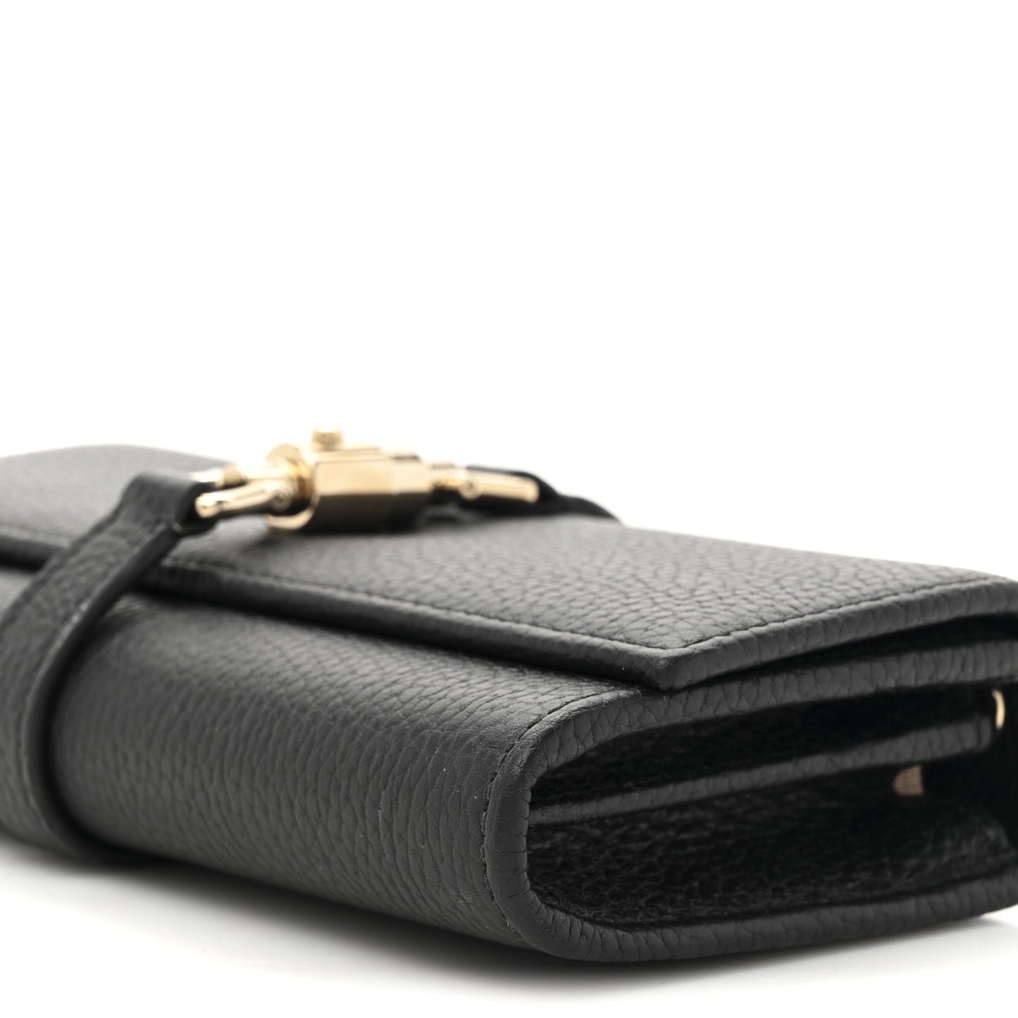 Pebbled Calfskin Jackie 1961 Chain Wallet Black Black