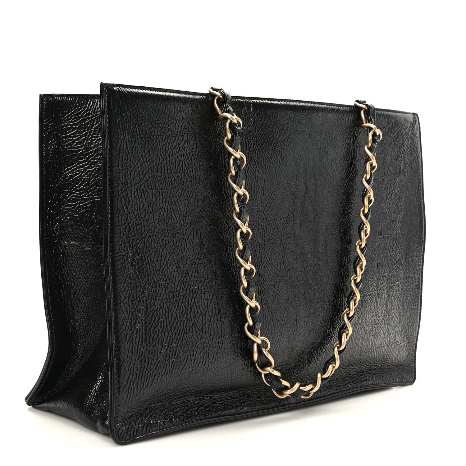 Chanel Glazed Aged Calfskin CC Tote Black 3 of 9