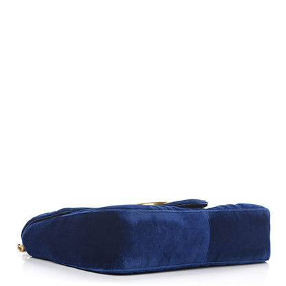 Gucci Velvet Matelasse Medium GG Marmont Shoulder Bag Cobalt Blue 4 of 13