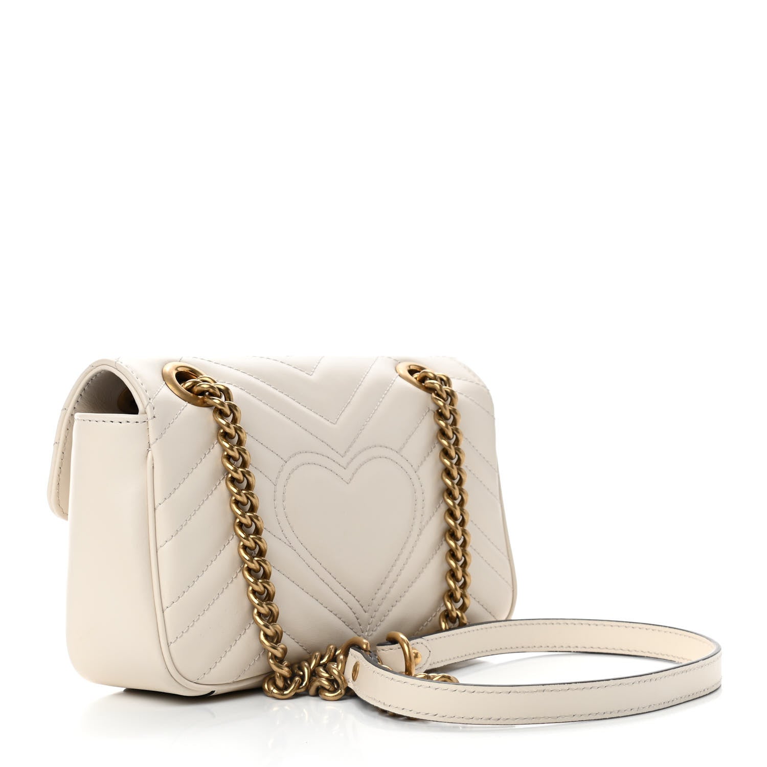 Gucci Calfskin Matelasse Mini GG Marmont Shoulder Bag White 3 of 10