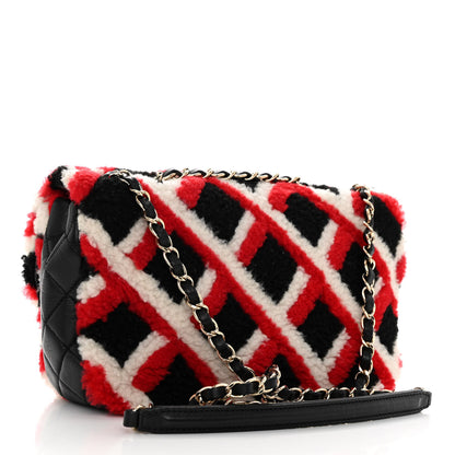 Chanel Lambskin Shearling Medium Flap Red Black 3 of 9