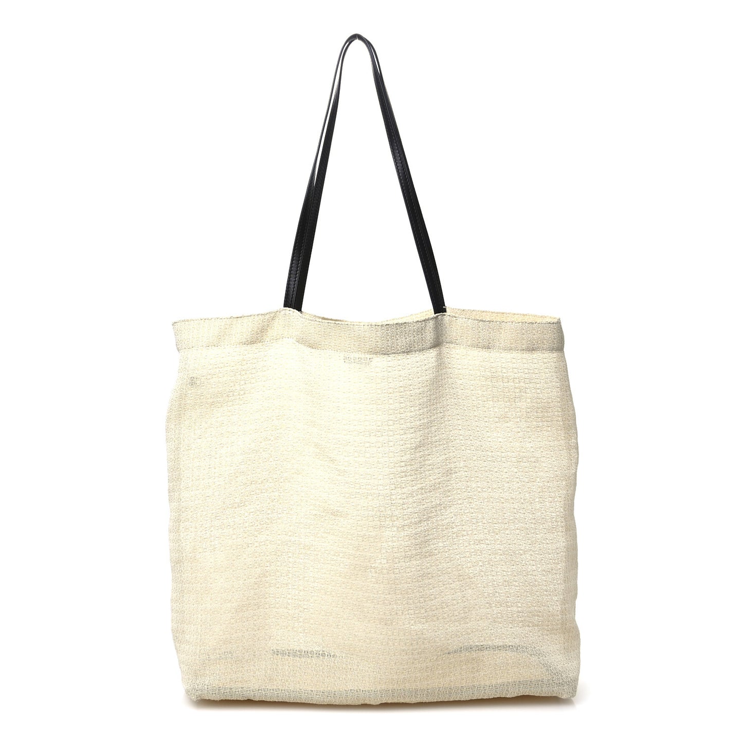 Mesh Saddle Calfskin Barn Tote Bag Ivory