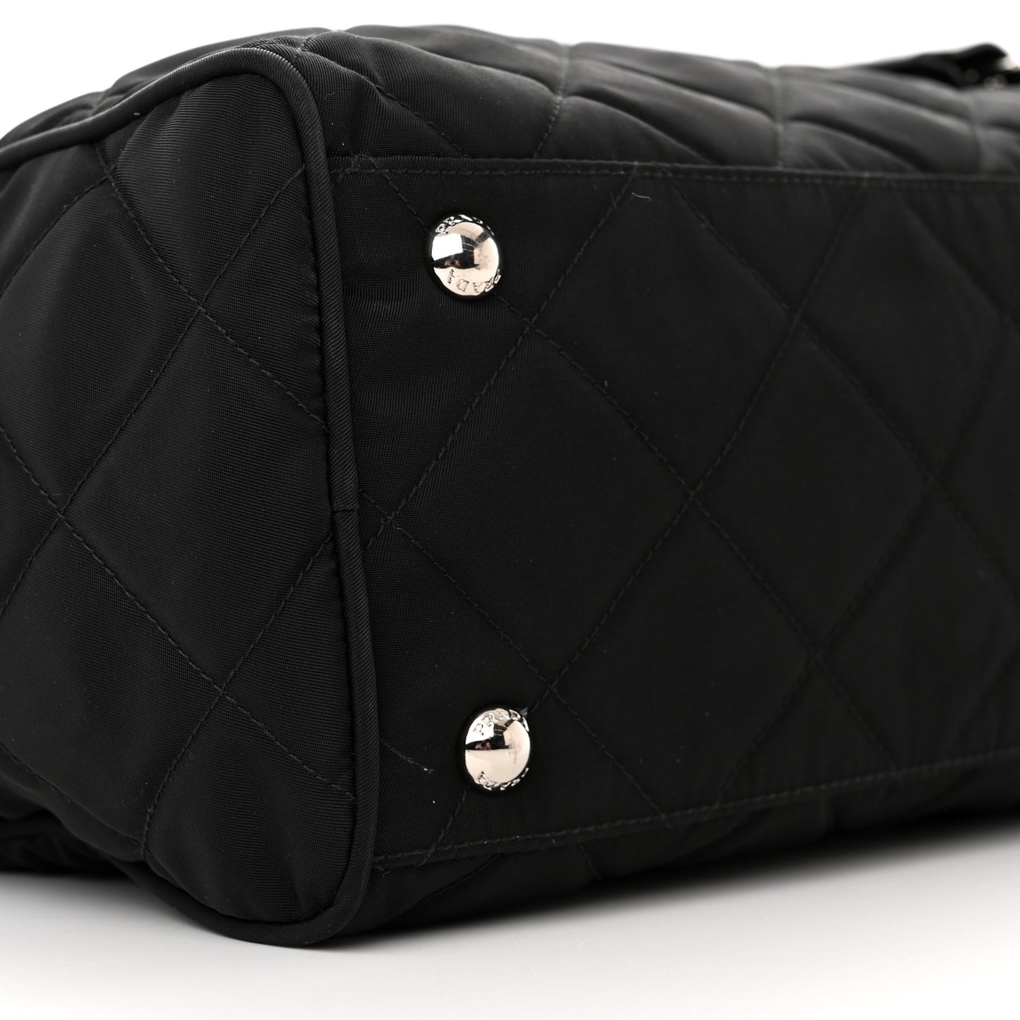 Nylon Tessuto Impuntu Quilted Shoulder Bag Black