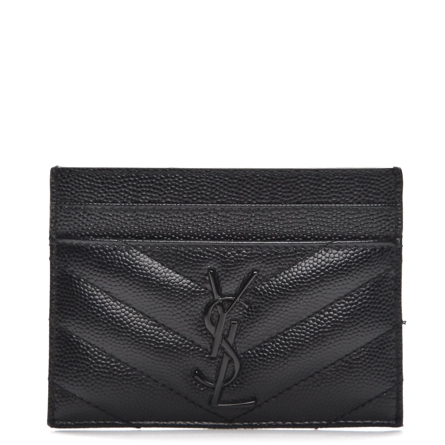 Grain De Poudre Matelasse Chevron Monogram Credit Card Case Black