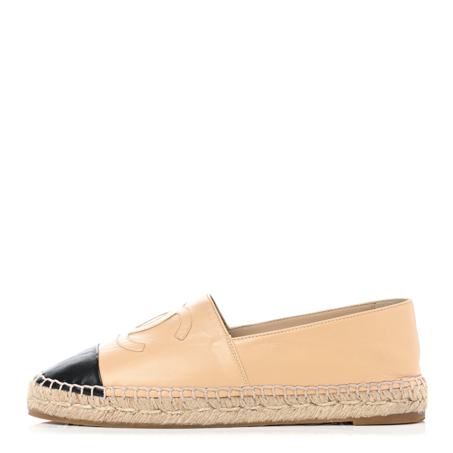 Chanel Lambskin CC Espadrilles 39 Beige Black 1 of 12