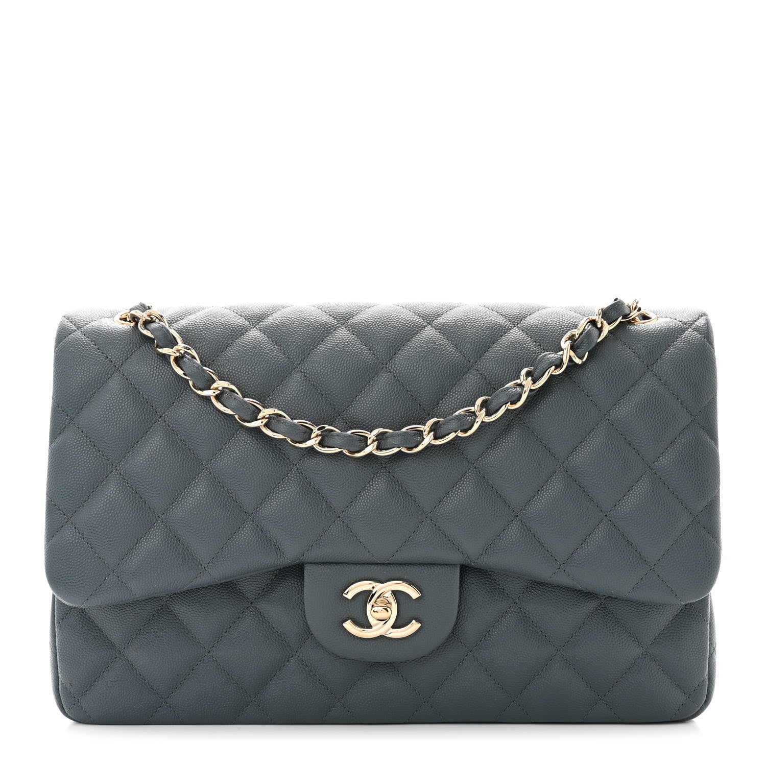 Chanel Caviar Quilted Jumbo Double Flap Grey 1 of 11