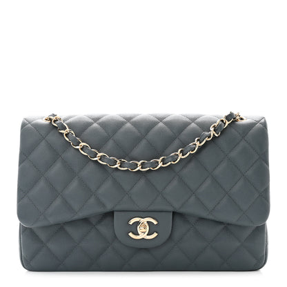 Chanel Caviar Quilted Jumbo Double Flap Grey 1 of 11