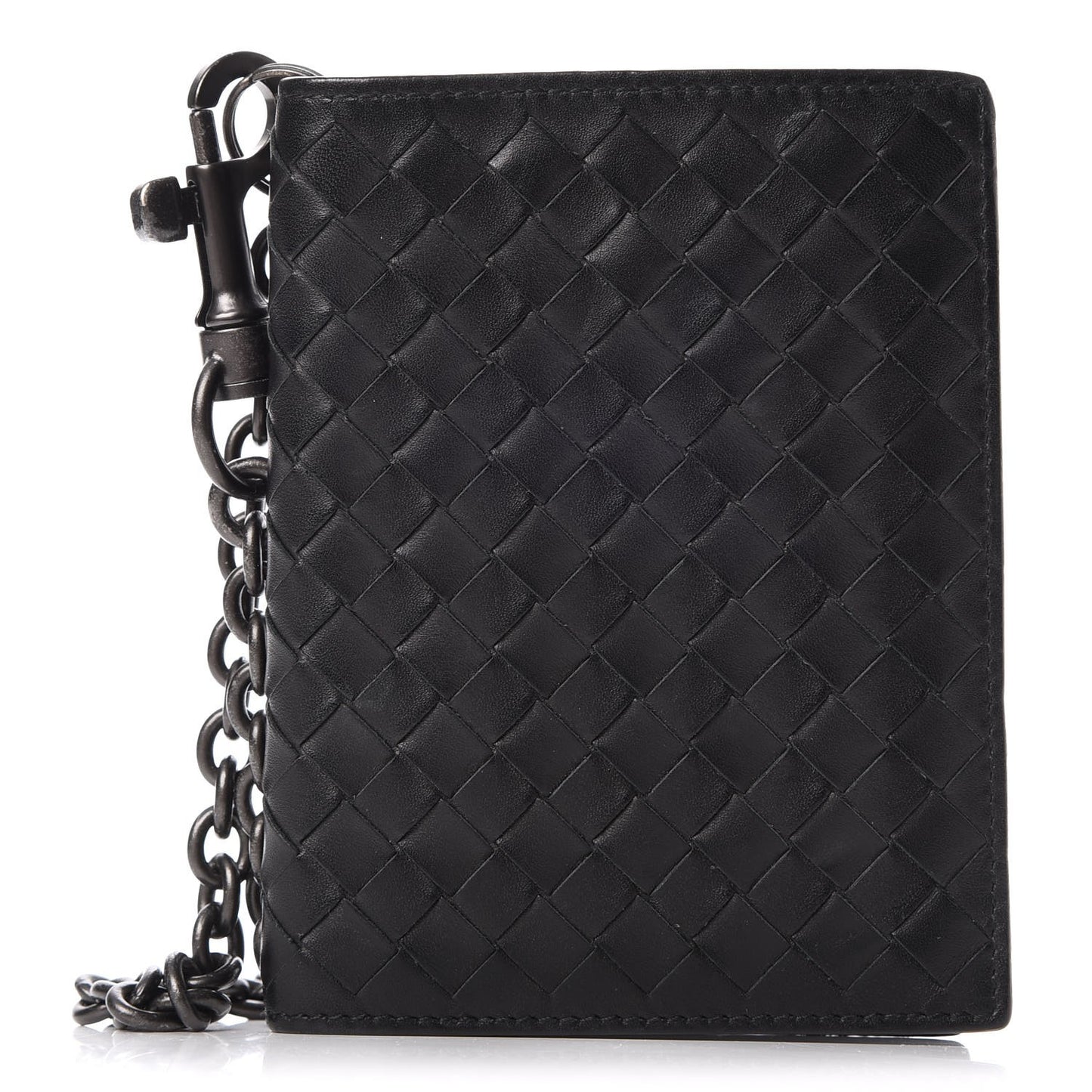 Nappa Intrecciato Chain Bi-Fold Wallet Nero Black