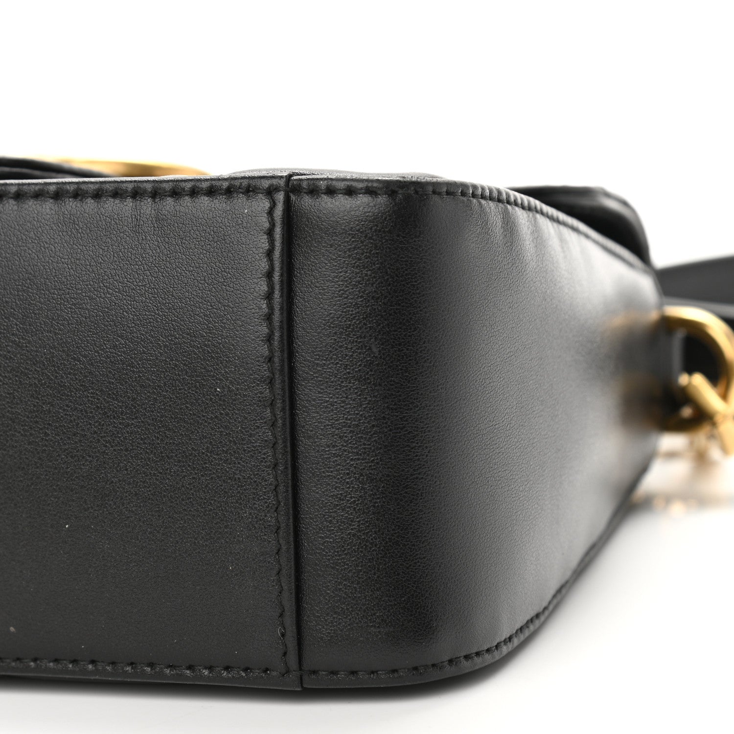 Gucci Calfskin Matelasse Mini GG Marmont Top Handle Shoulder Bag Black 10 of 12