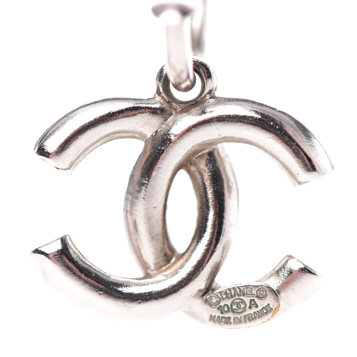 Chanel Crystal CC Drop Earrings Light Grey 4 of 5