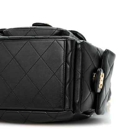 Chanel Shiny Lambskin Quilted Trendy Pockets Hobo Black 10 of 12