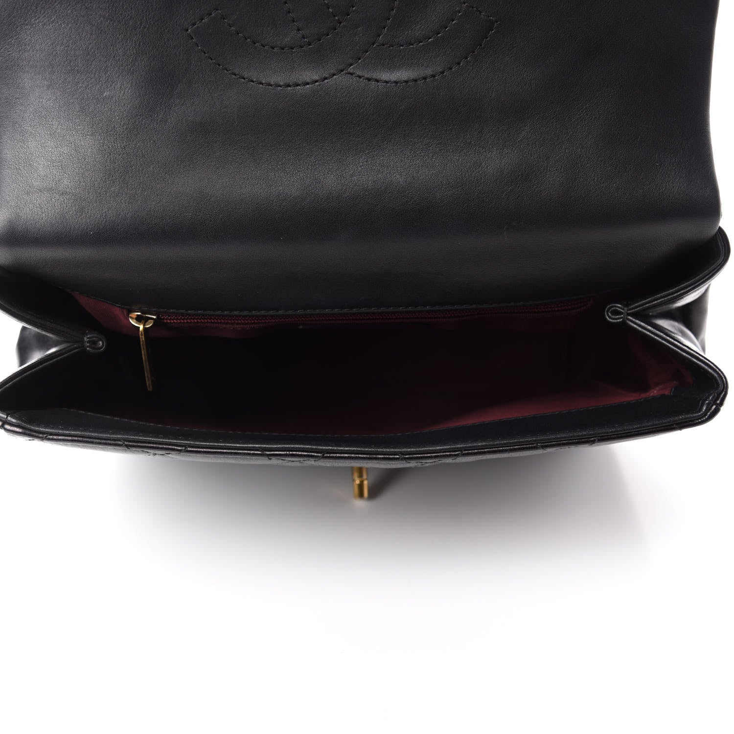 Chanel Glazed Calfskin Quilted Medium Gold Bar Top Handle Flap Black 5 of 12