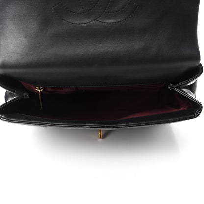 Chanel Glazed Calfskin Quilted Medium Gold Bar Top Handle Flap Black 5 of 12