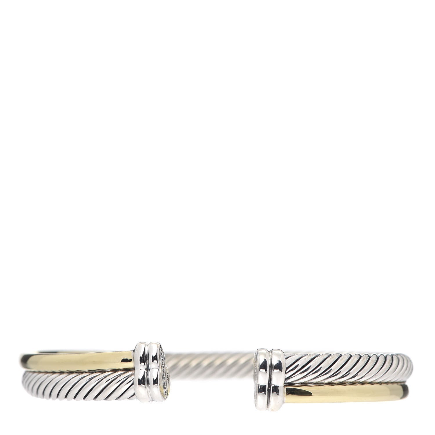 David Yurman Sterling Silver 18K Yellow Gold 5mm Crossover Cuff 3 of 4