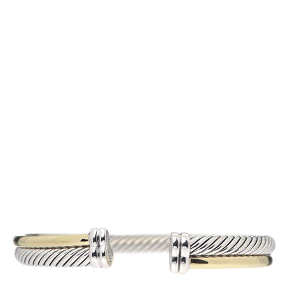 David Yurman Sterling Silver 18K Yellow Gold 5mm Crossover Cuff 3 of 4