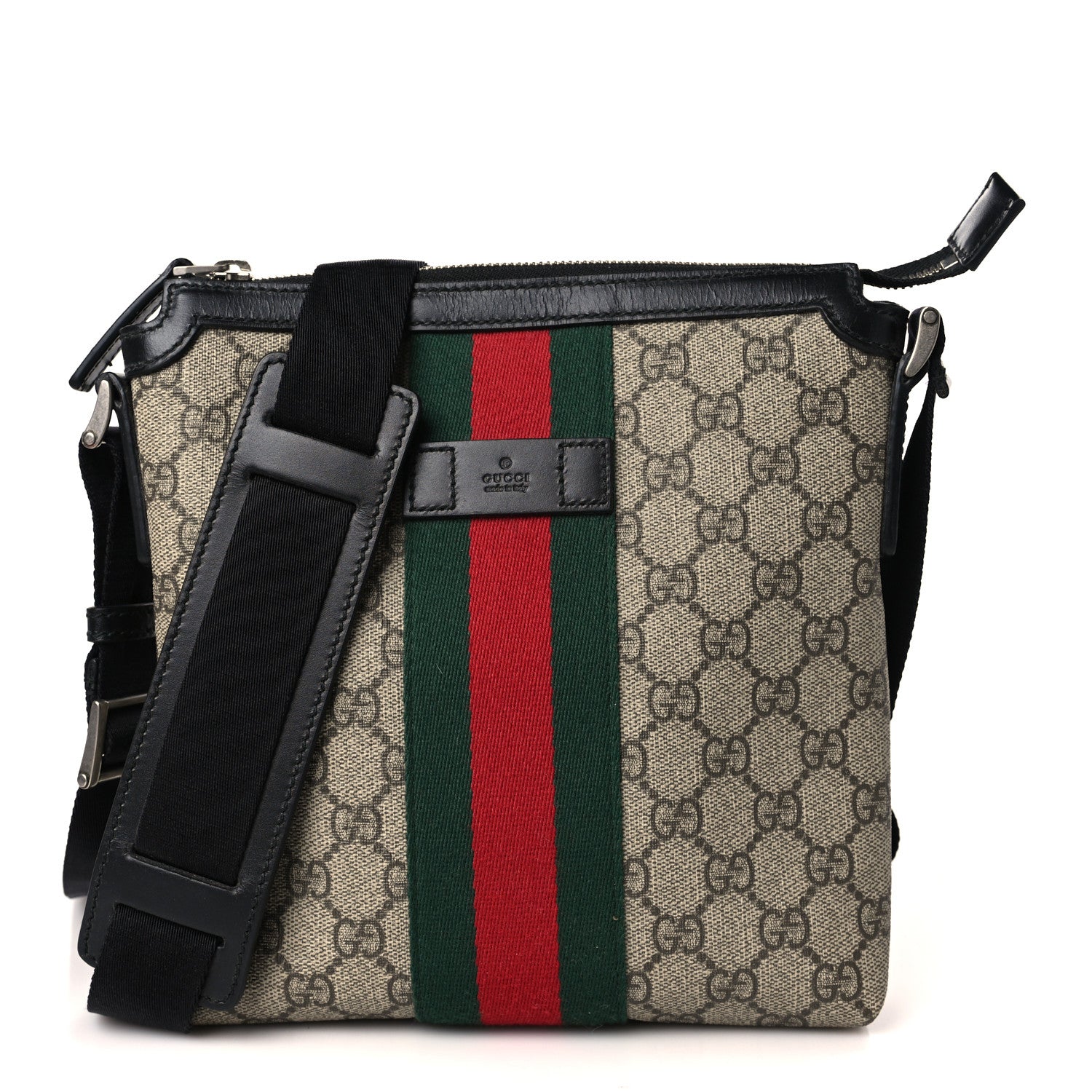 Gucci GG Supreme Monogram Web Messenger Bag Black 1 of 10