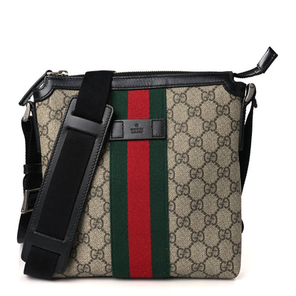 Gucci GG Supreme Monogram Web Messenger Bag Black 1 of 10