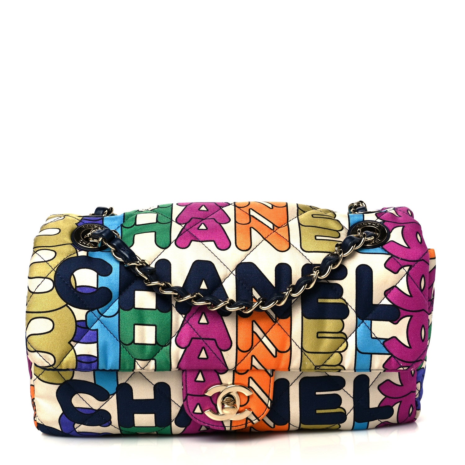 Chanel Printed Fabric Quilted Logo Single Flap Bag Multicolor 1 of 11
