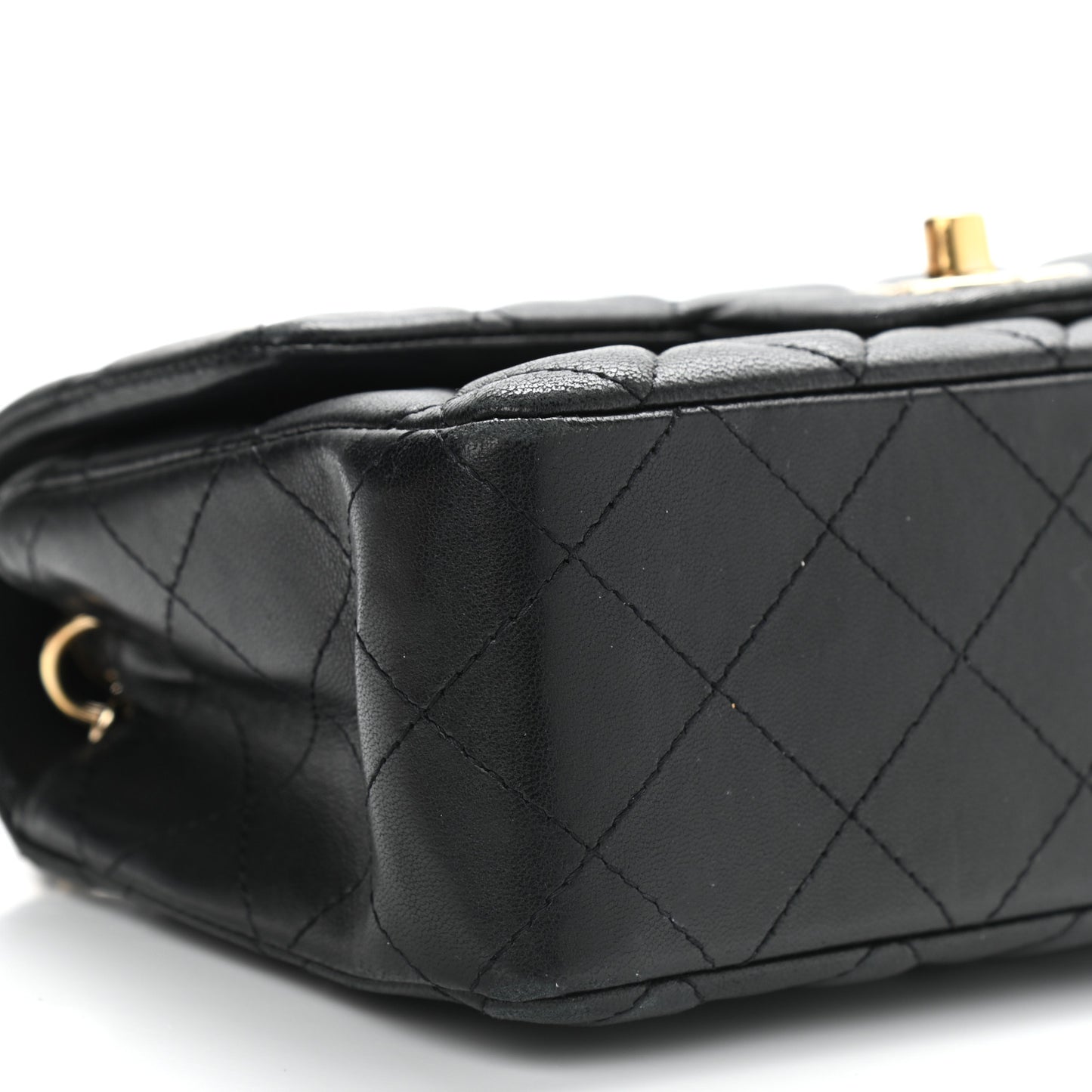Lambskin Quilted Mini Rectangular Flap Black