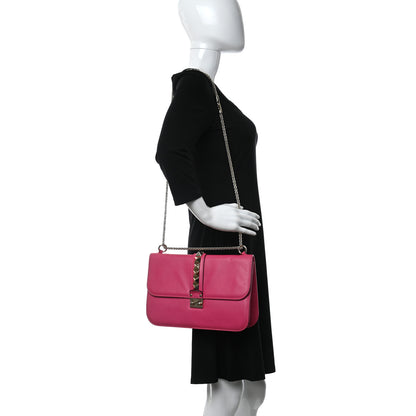 Valentino Garavani Vitello Medium Glam Lock Rockstud Flap Deep Rose 2 of 14