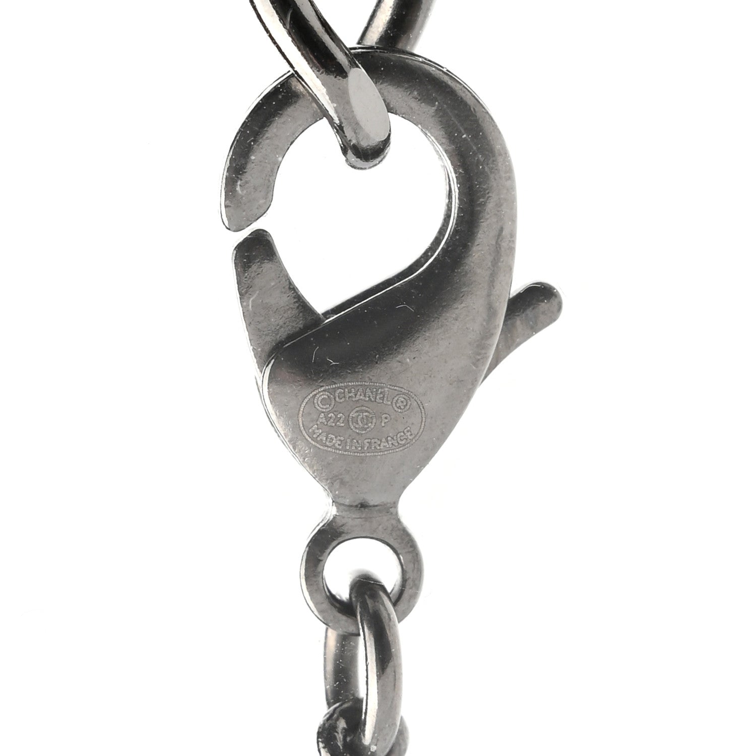 Chanel Crystal Lambskin Resin Chain CC Necklace Silver White Black 5 of 6