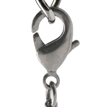 Chanel Crystal Lambskin Resin Chain CC Necklace Silver White Black 5 of 6