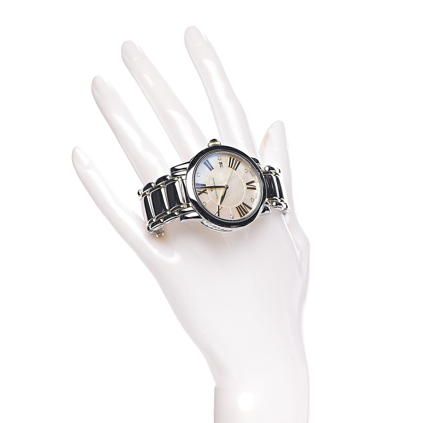 Stainless Steel 18K Yellow Gold Diamond Mother of Pearl 38mm Classic Quartz Watch