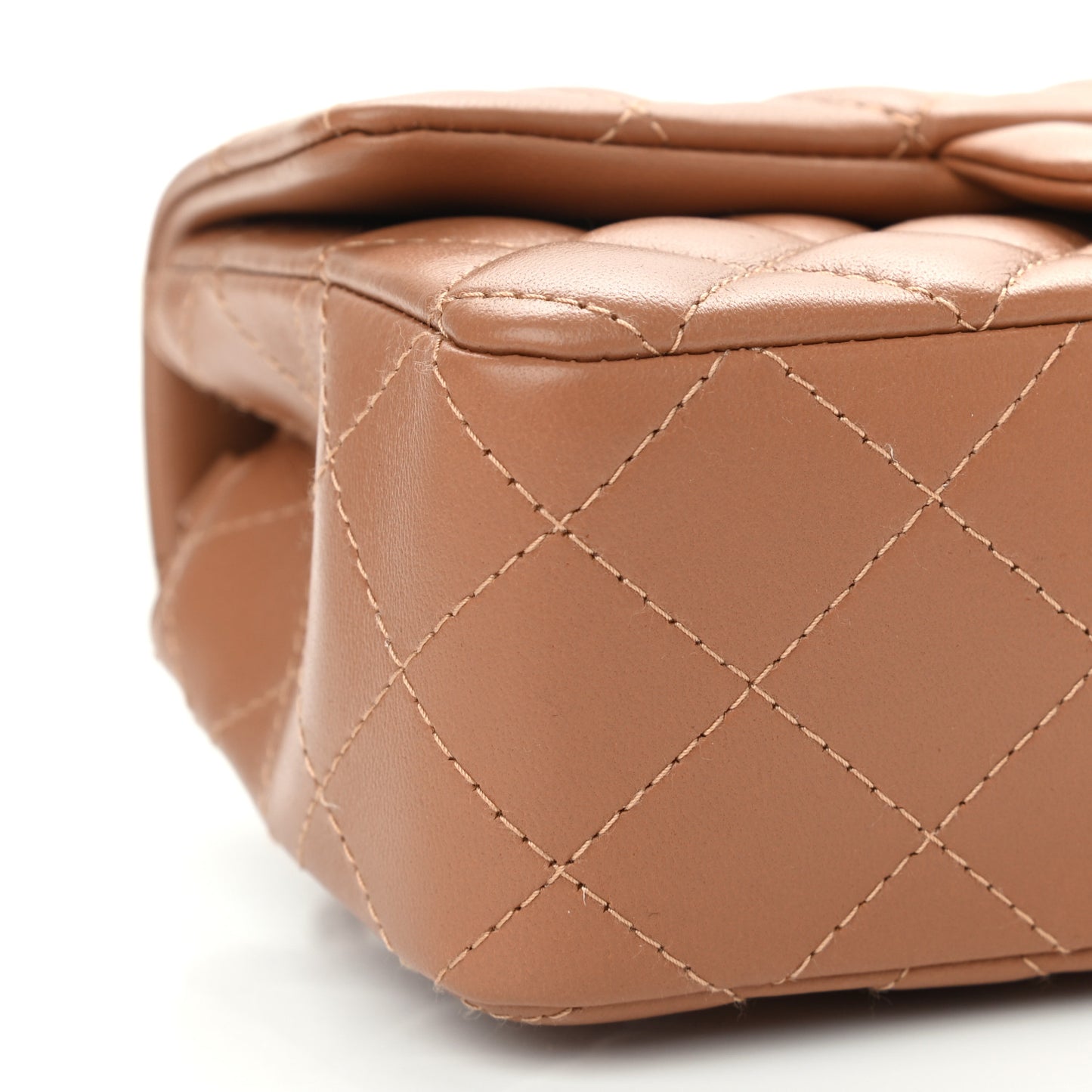 Lambskin Quilted Mini Rectangular Flap Brown