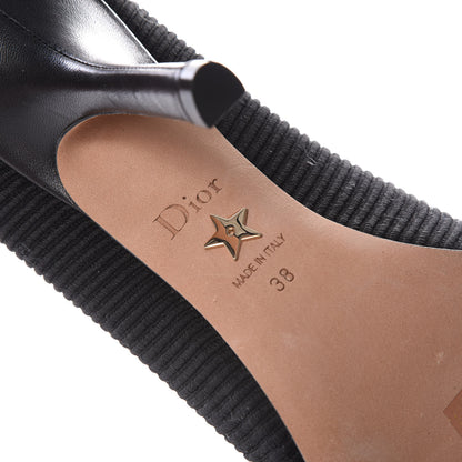 Christian Dior Technical Canvas Ribbon Embroidered J'Adior 100mm Pumps 38 Black 6 of 8