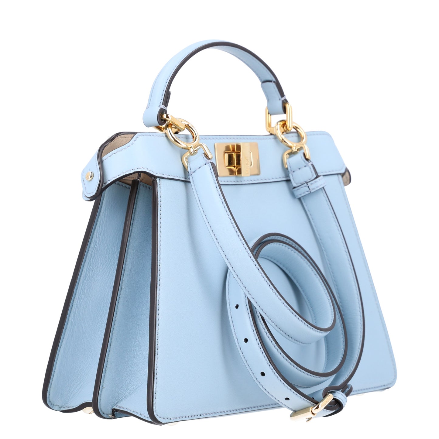 Vitello Seta Shiny Nappa Small Peekaboo I SEE U Satchel  Azzurro Baby Camelia