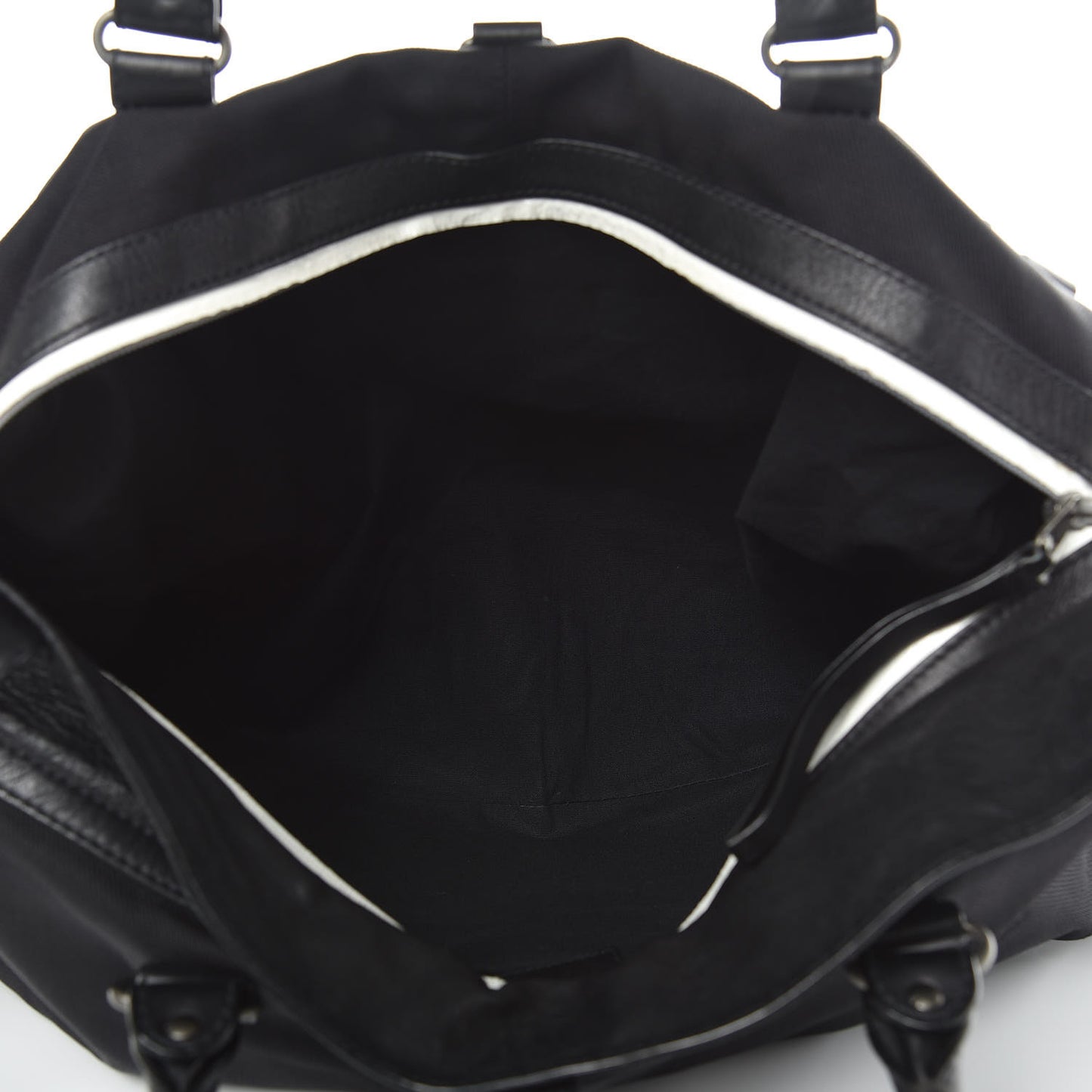 Nylon Agneau Classic Hardware Small Squash Duffle Bag Black