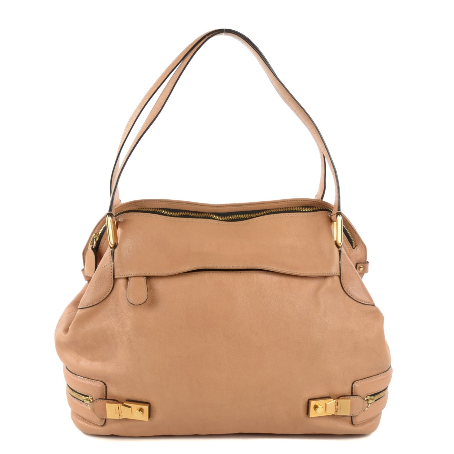 Chloe Calfskin Cary Zipped Shoulder Bag Beige 1 of 11