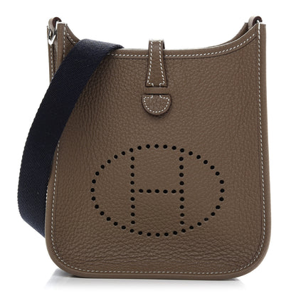 Hermes Taurillon Clemence Amazone Evelyne TPM Etoupe Bleu Indigo 1 of 9