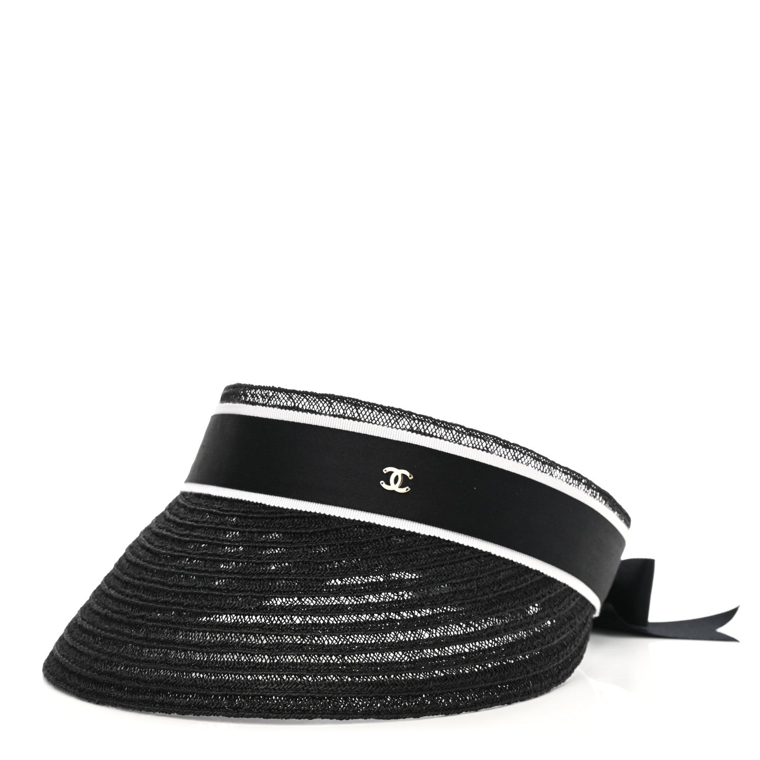 Chanel Abaca Cotton Ribbon Visor M Black 1 of 7