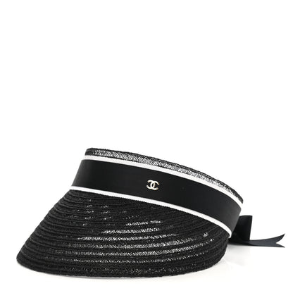 Chanel Abaca Cotton Ribbon Visor M Black 1 of 7