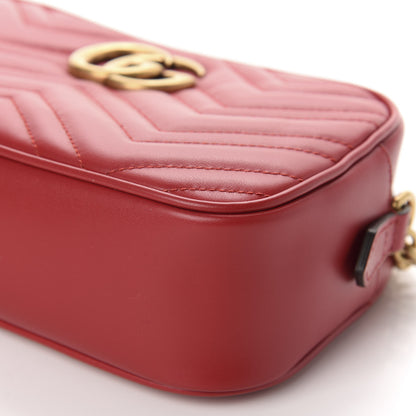 Gucci Calfskin Matelasse Small GG Marmont Chain Shoulder Bag Hibiscus Red 7 of 11