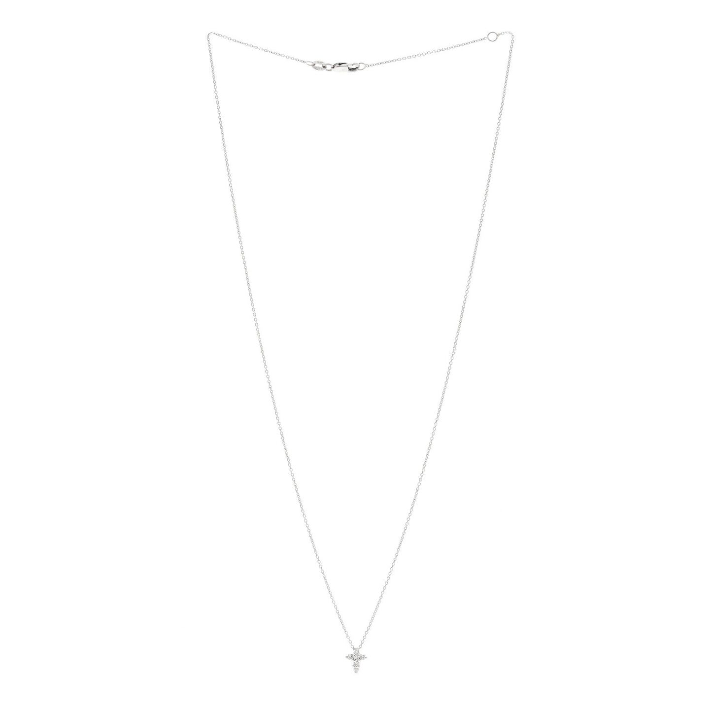 18K White Gold Diamond Tiny Treasures Baby Cross Pendant Necklace