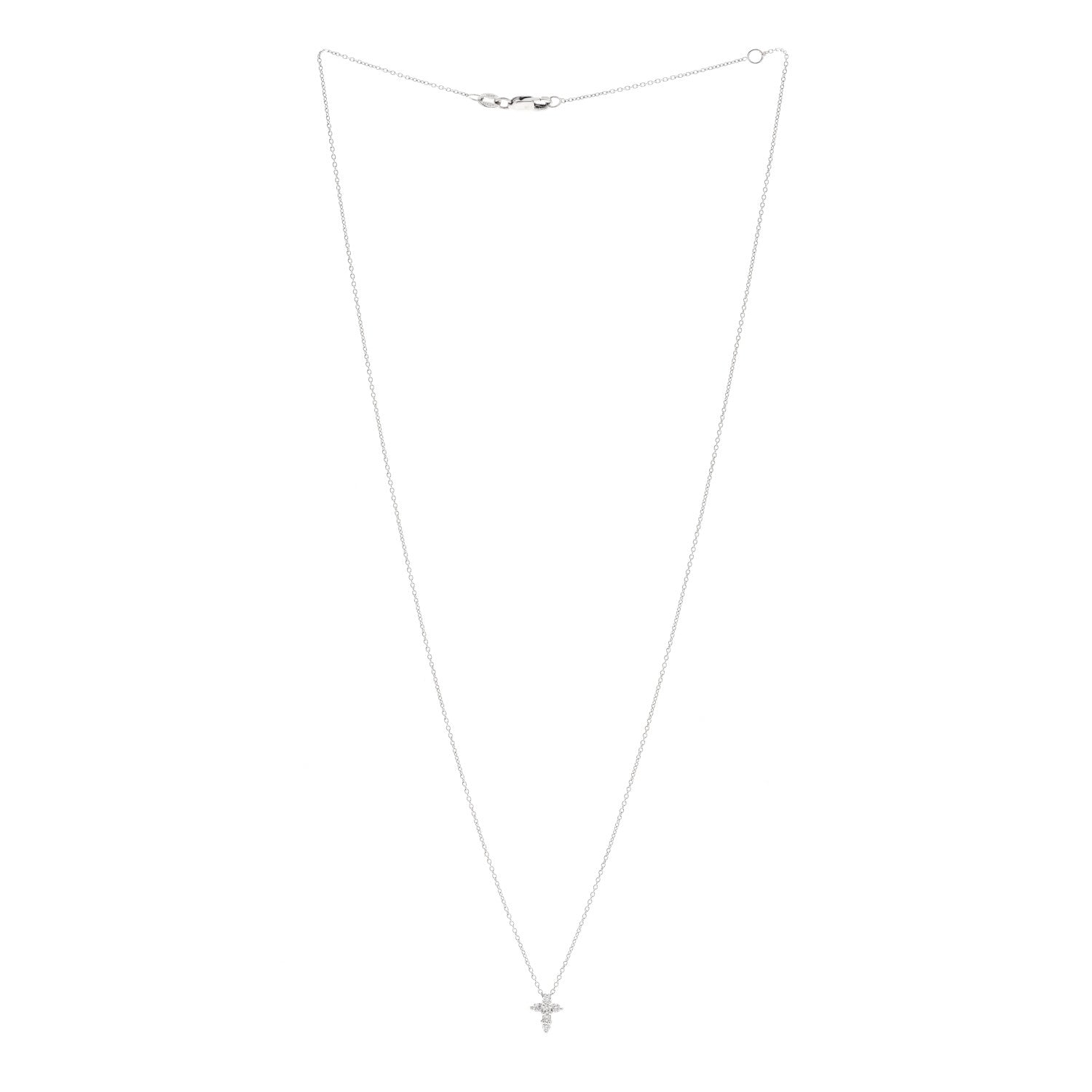 Roberto Coin 18K White Gold Diamond Tiny Treasures Baby Cross Pendant Necklace 3 of 6