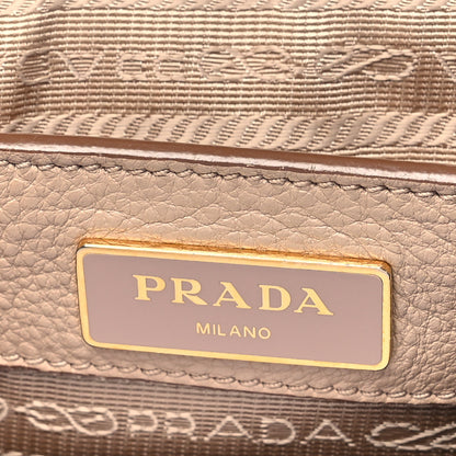Prada Vitello Daino Embossed Logo Flap Shoulder Bag Sesamo 6 of 11