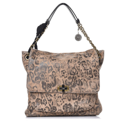 Lanvin Nubuck Leopard Print Large Happy Shoulder Bag 1 of 11