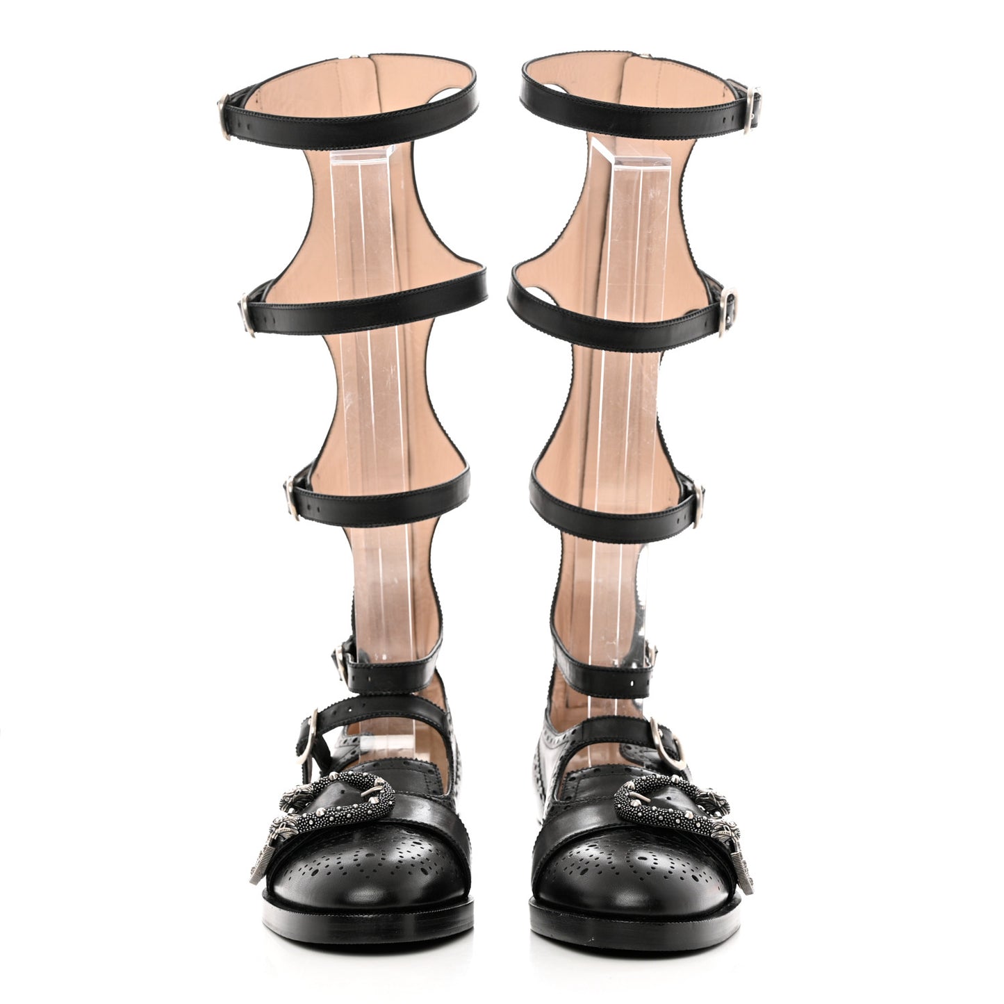 Calfskin Queercore Brogue Knee High Boots 37 Black