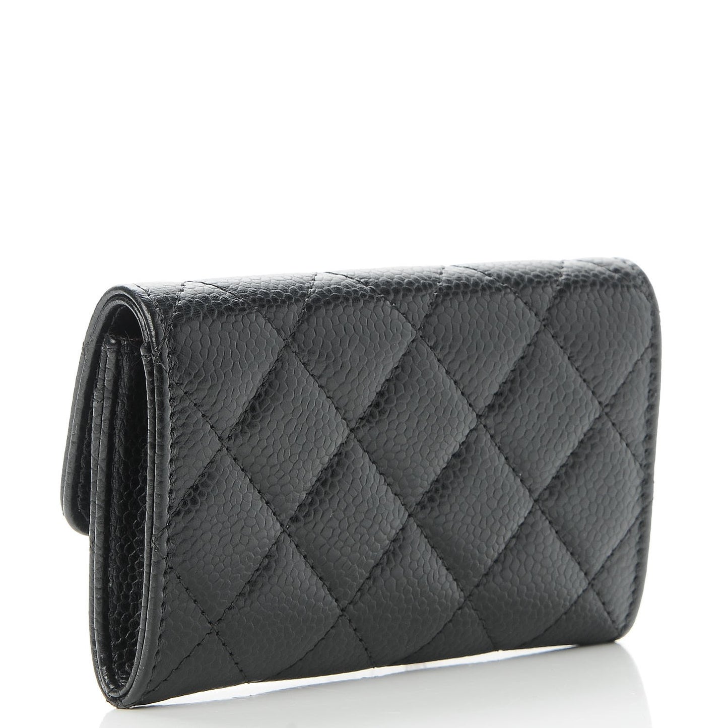Caviar Quilted Flap Card Holder Black