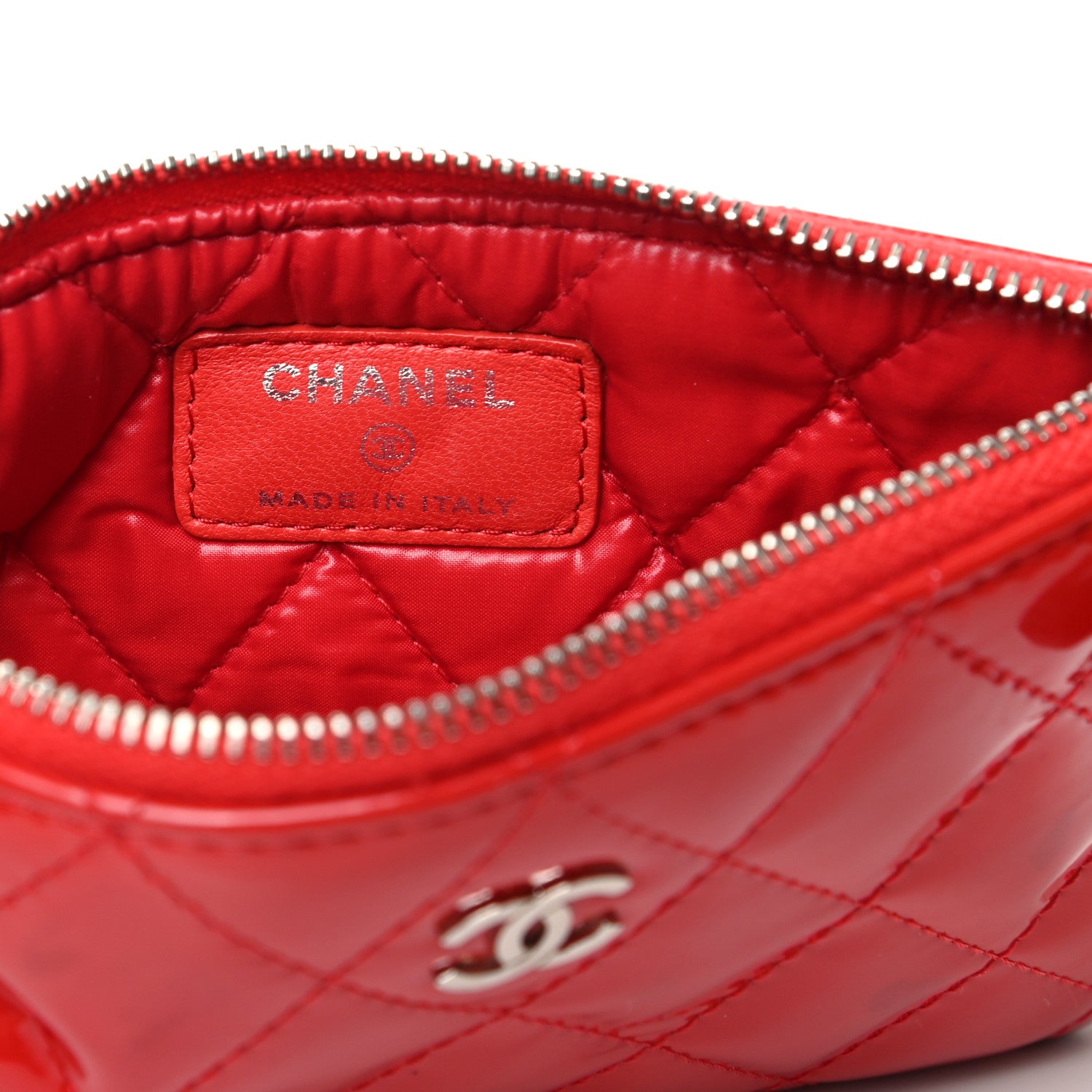 Chanel Patent Quilted Valentine Hearts Small Cosmetic Case Red 6 of 9