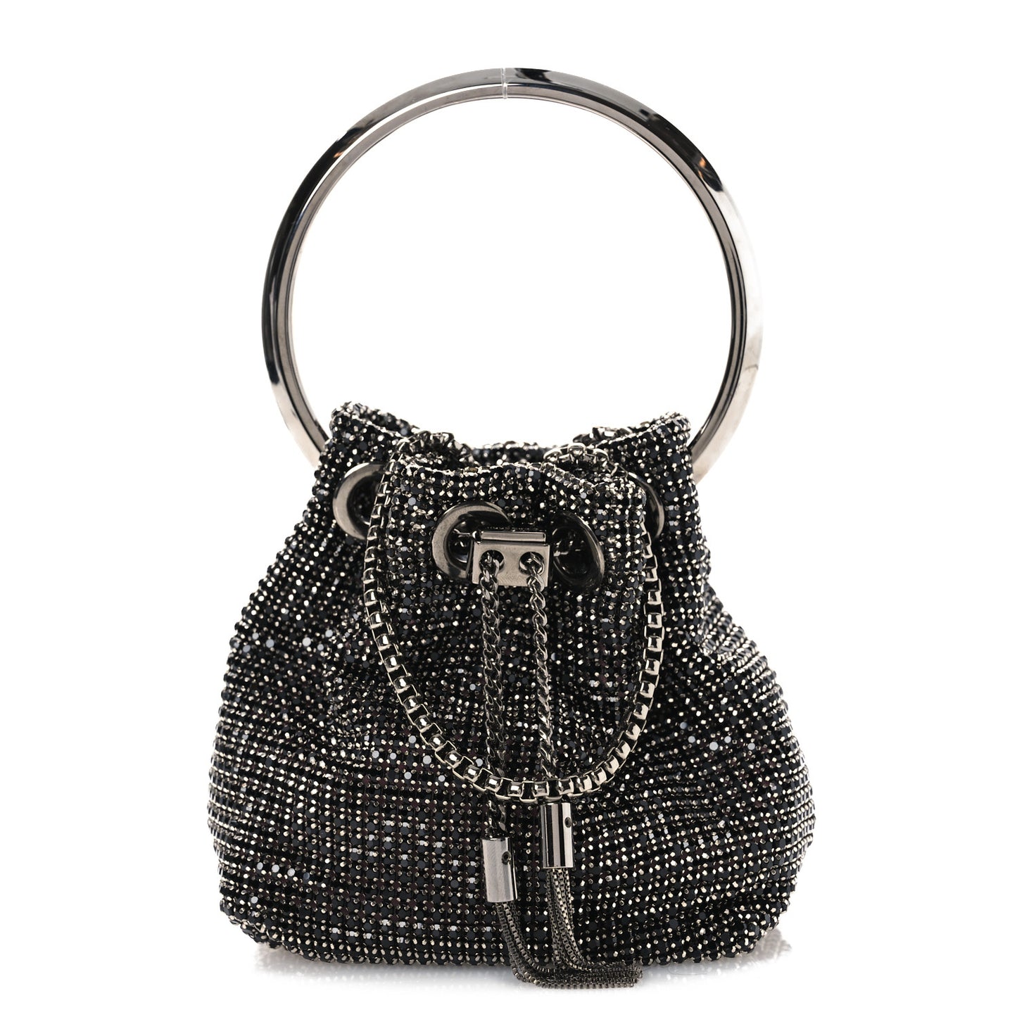 Mesh Crystal Bon Bon Bag Black