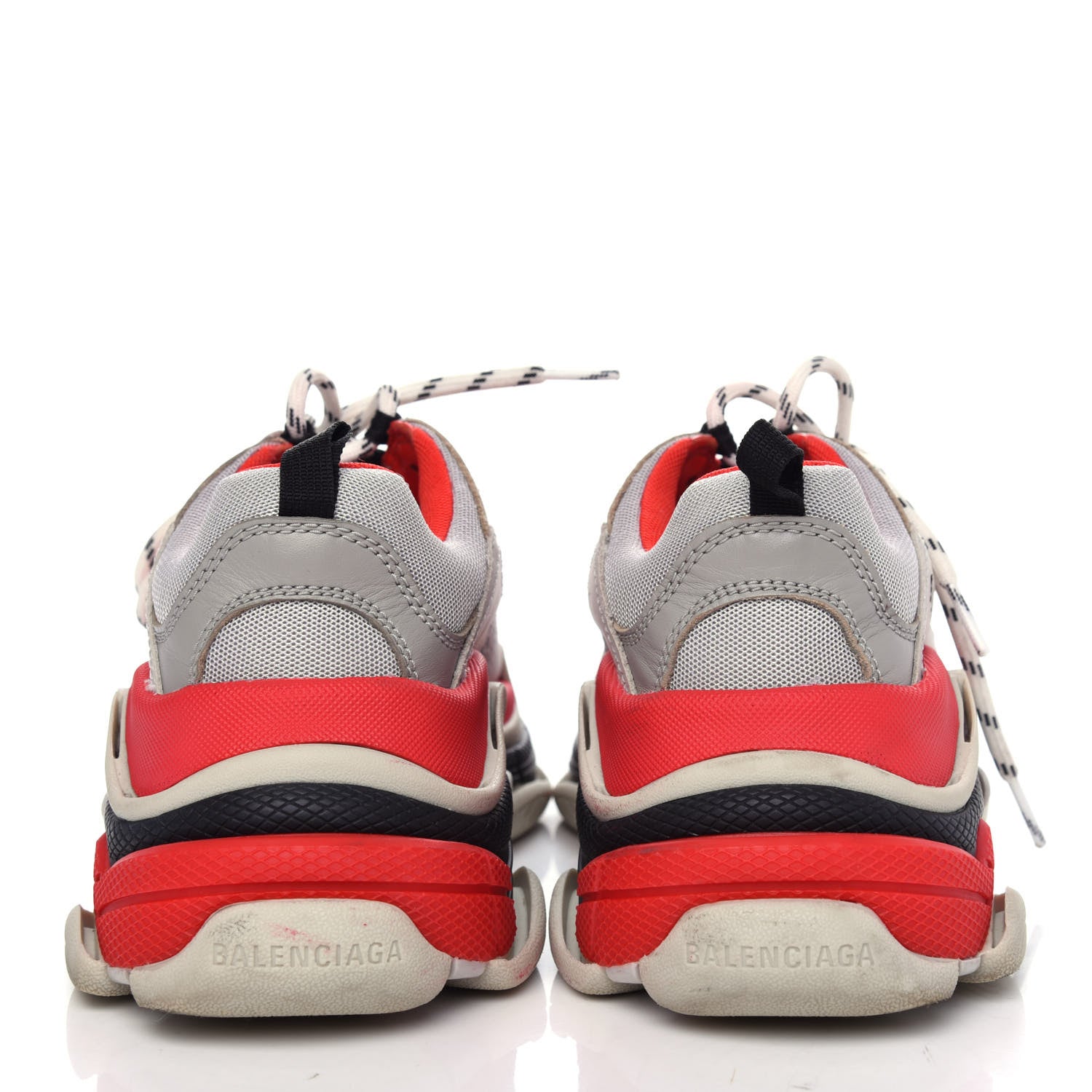 Balenciaga Fabric Mesh Womens Triple S Sneakers 38 Red Grey White 7 of 11