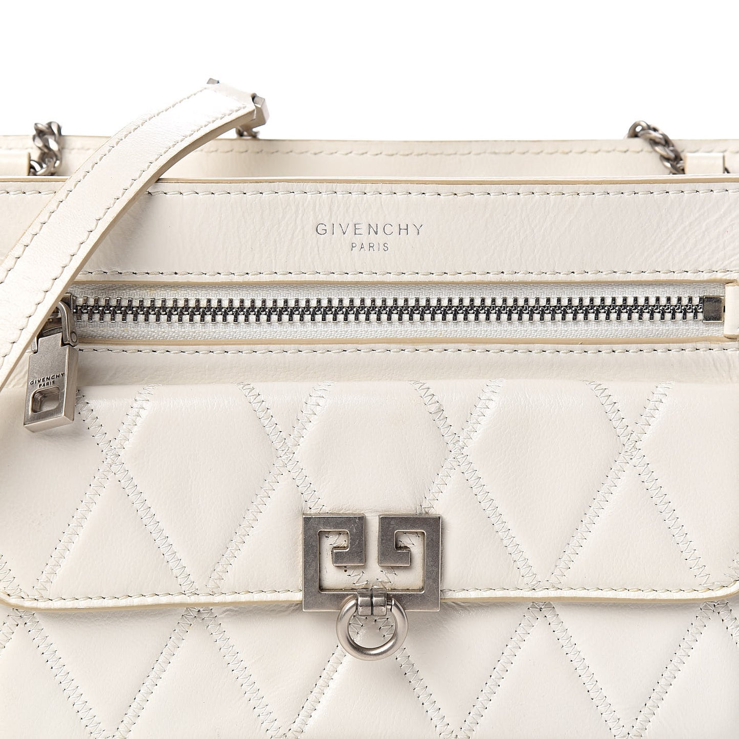 Goatskin Diamond Quilted Pocket Crossbody White