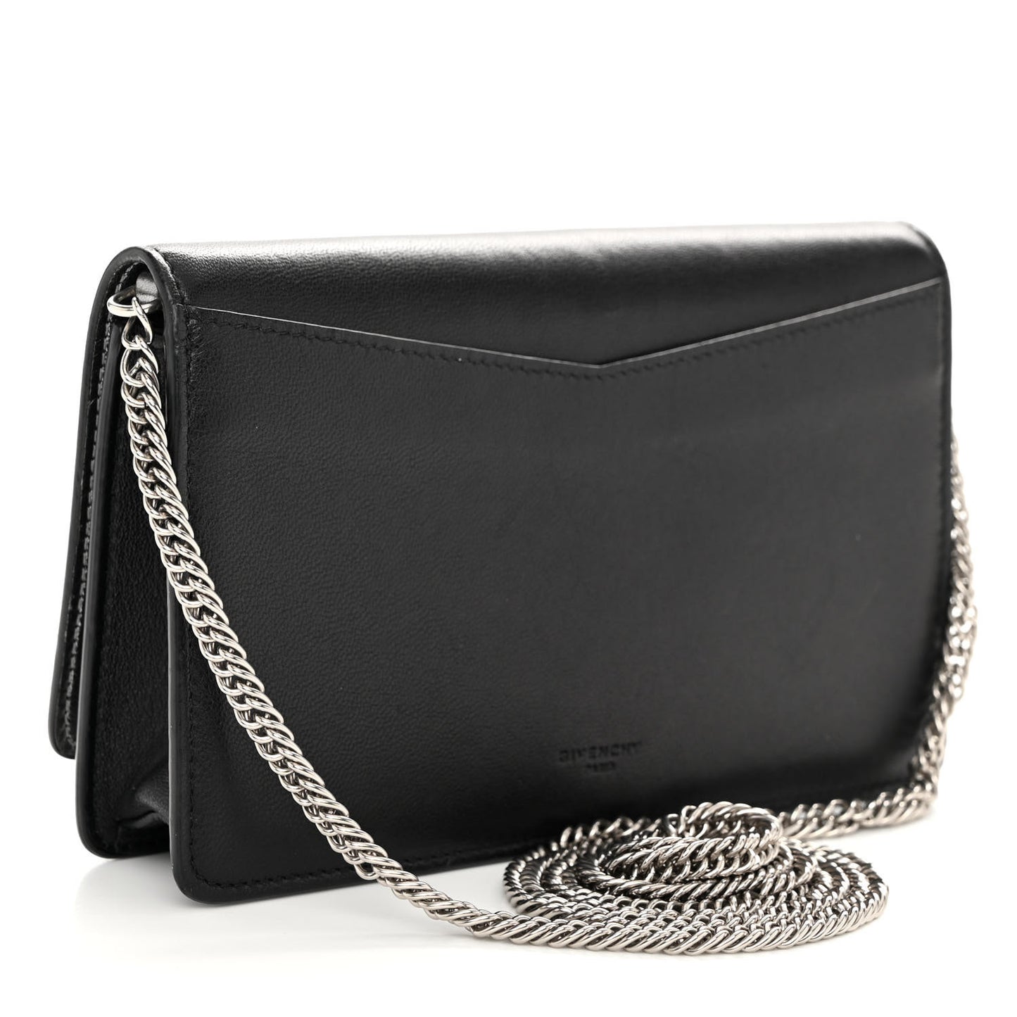 Lambskin Emblem Chain Wallet Black